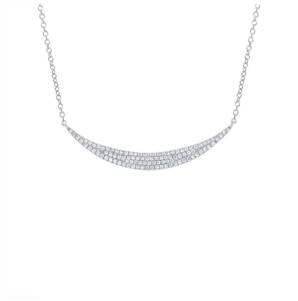 0.25 Ctw 14k White Gold Diamond Pave Crescent Necklace