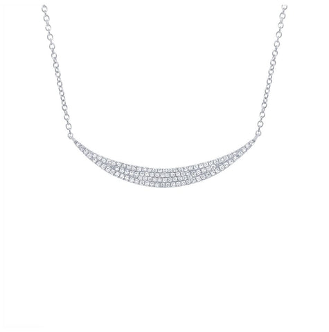 0.25 Ctw 14k White Gold Diamond Pave Crescent Necklace