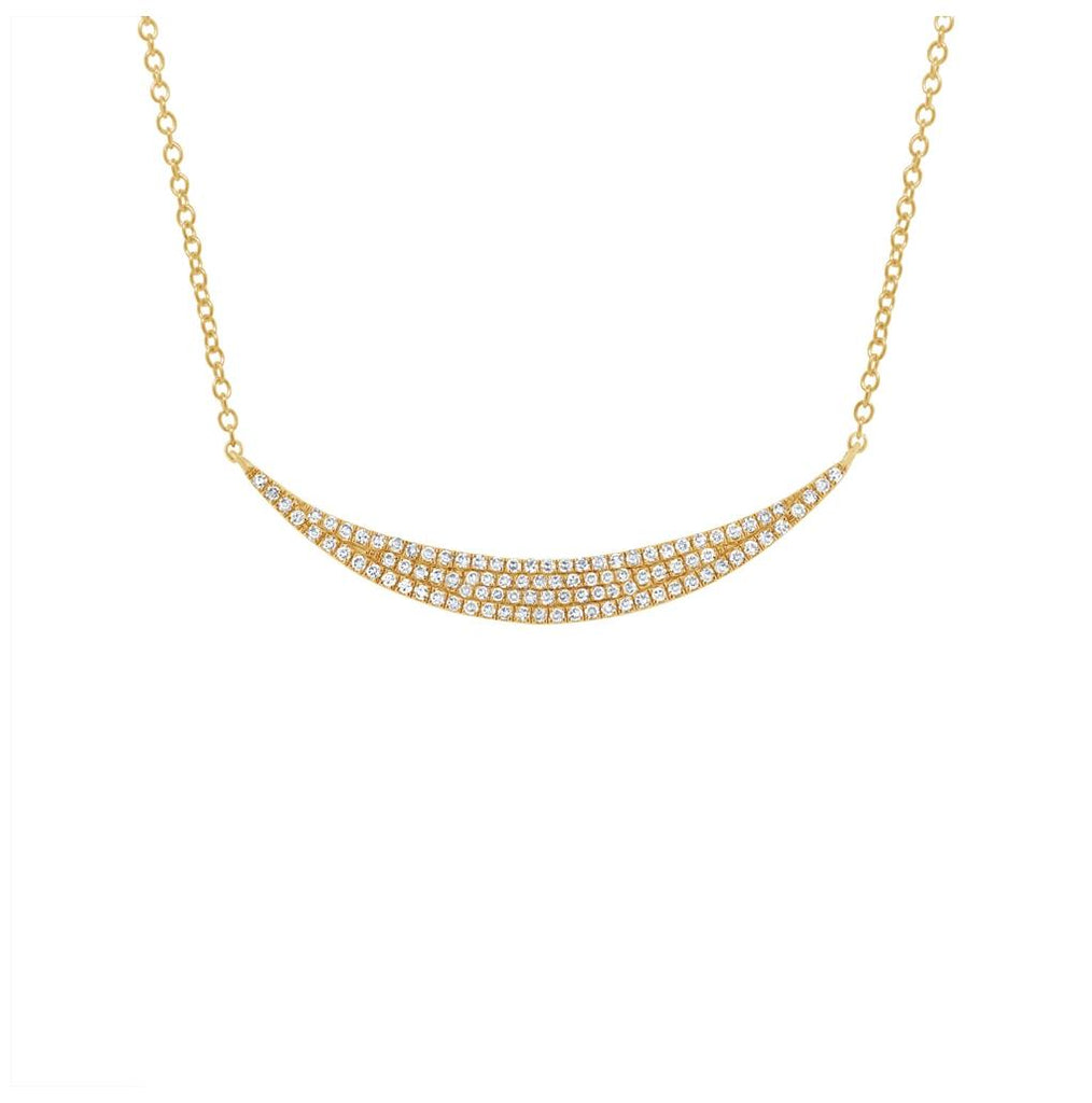 0.25 Ctw 14k Yellow Gold Diamond Pave Crescent Necklace