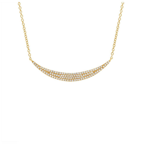 0.25 Ctw 14k Yellow Gold Diamond Pave Crescent Necklace