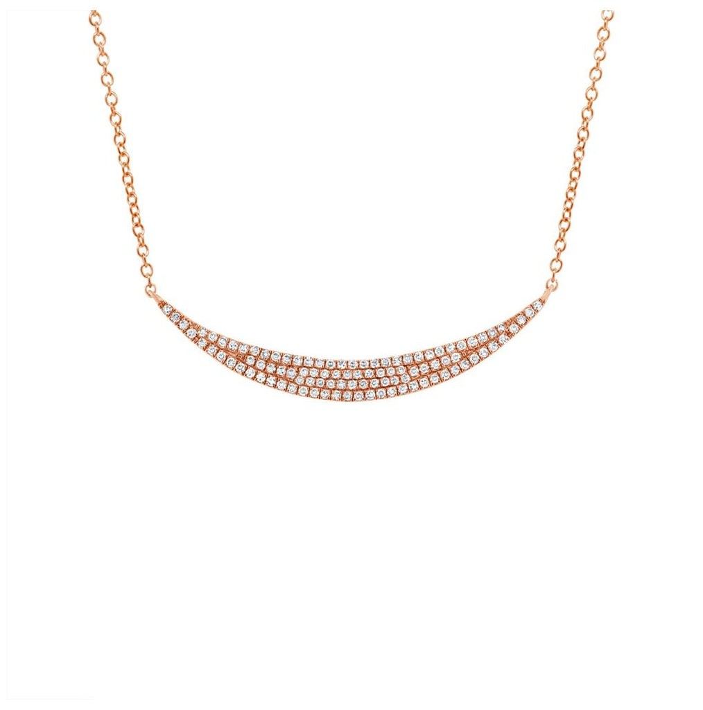 0.25 Ctw 14k Rose Gold Diamond Pave Crescent Necklace