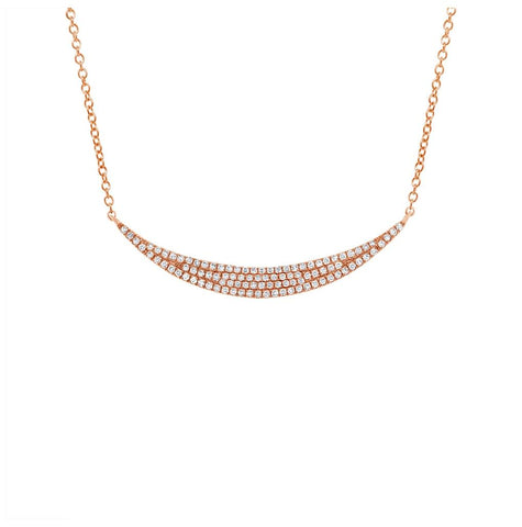 0.25 Ctw 14k Rose Gold Diamond Pave Crescent Necklace