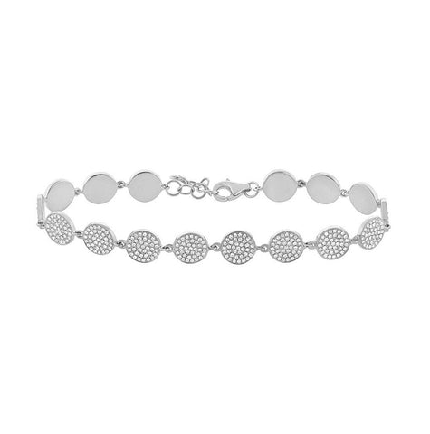 1.33 Ctw 14k White Gold Diamond Pave Circle Bracelet