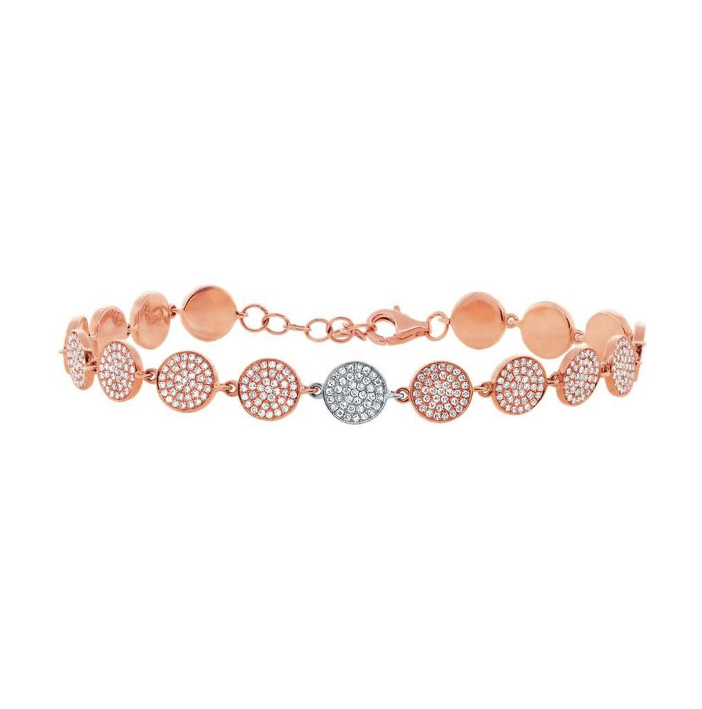 1.33 Ctw 14k Two-tone Rose Gold Diamond Pave Circle Bracelet