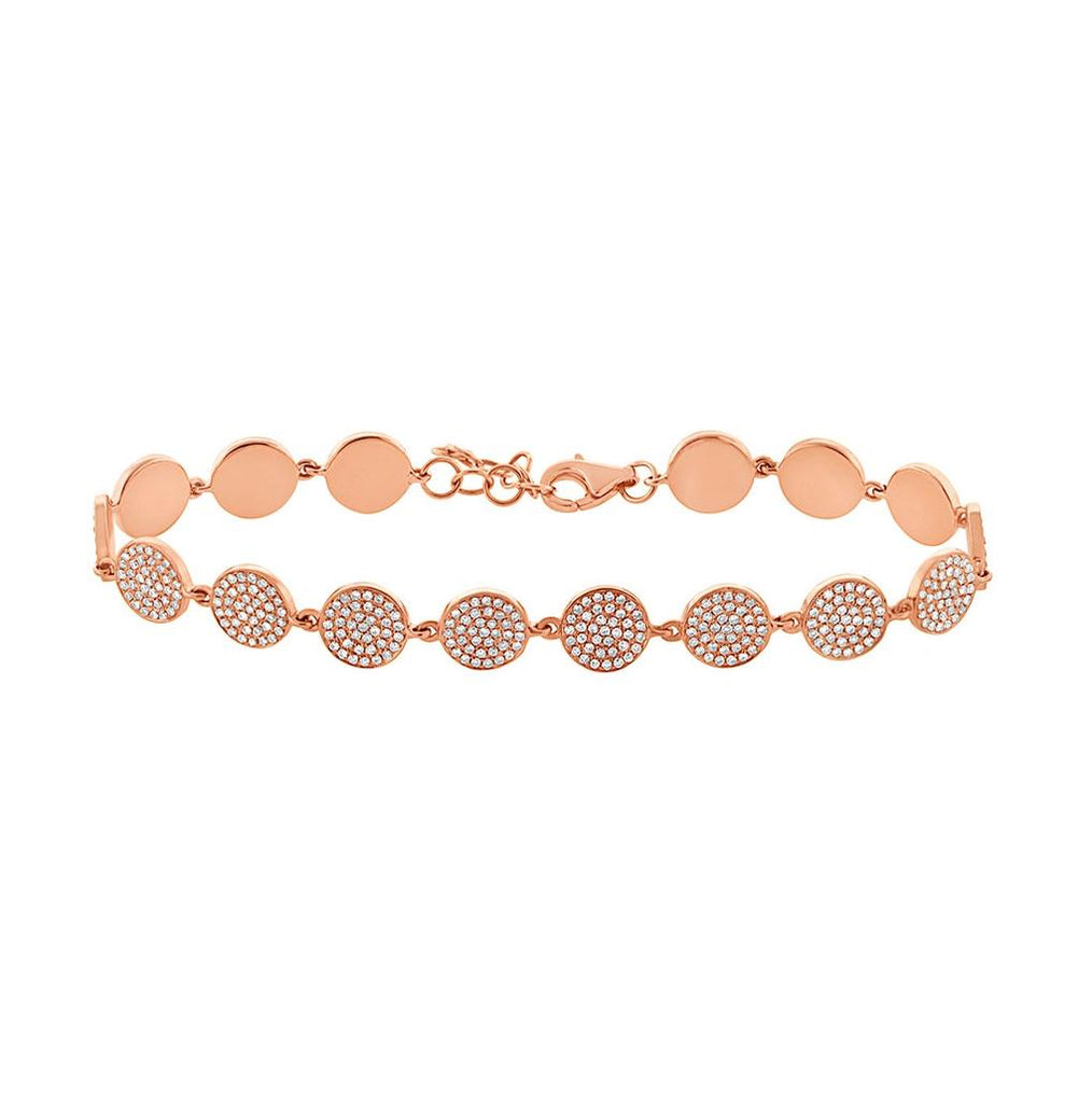 1.33 Ctw 14k Rose Gold Diamond Pave Circle Bracelet