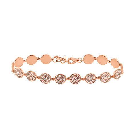 1.33 Ctw 14k Rose Gold Diamond Pave Circle Bracelet