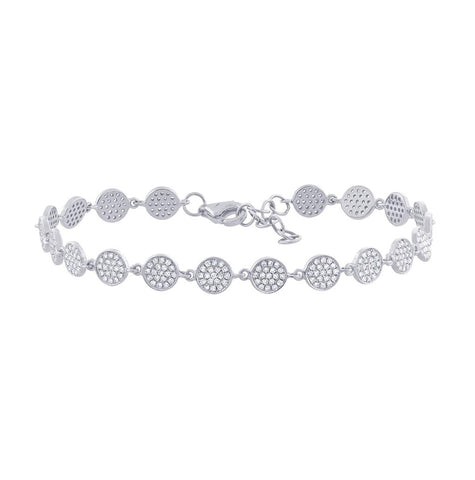 0.84 Ctw 14k White Gold Diamond Pave Circle Bracelet