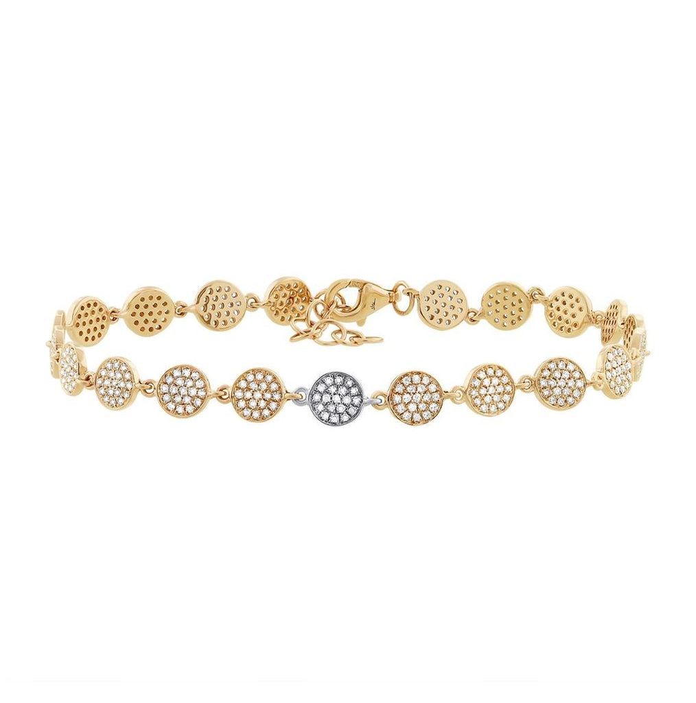 0.89 Ctw 14k Two-tone Gold Diamond Pave Circle Bracelet