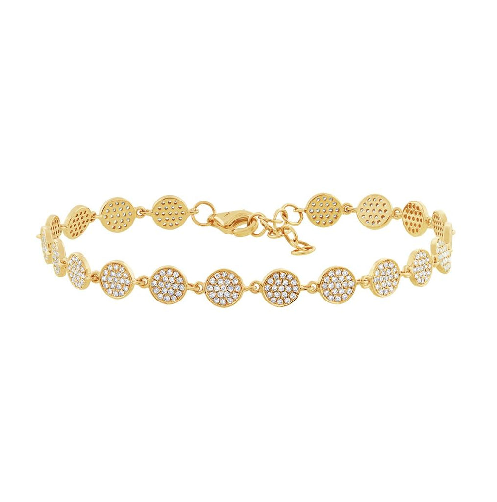 0.84 Ctw 14k Yellow Gold Diamond Pave Circle Bracelet