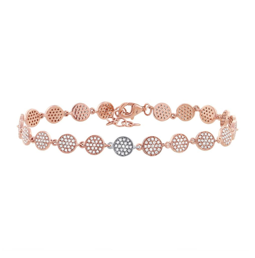 0.89 Ctw 14k Two-tone Rose Gold Diamond Pave Circle Bracelet