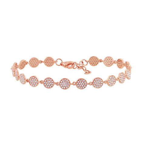 0.84 Ctw 14k Rose Gold Diamond Pave Circle Bracelet