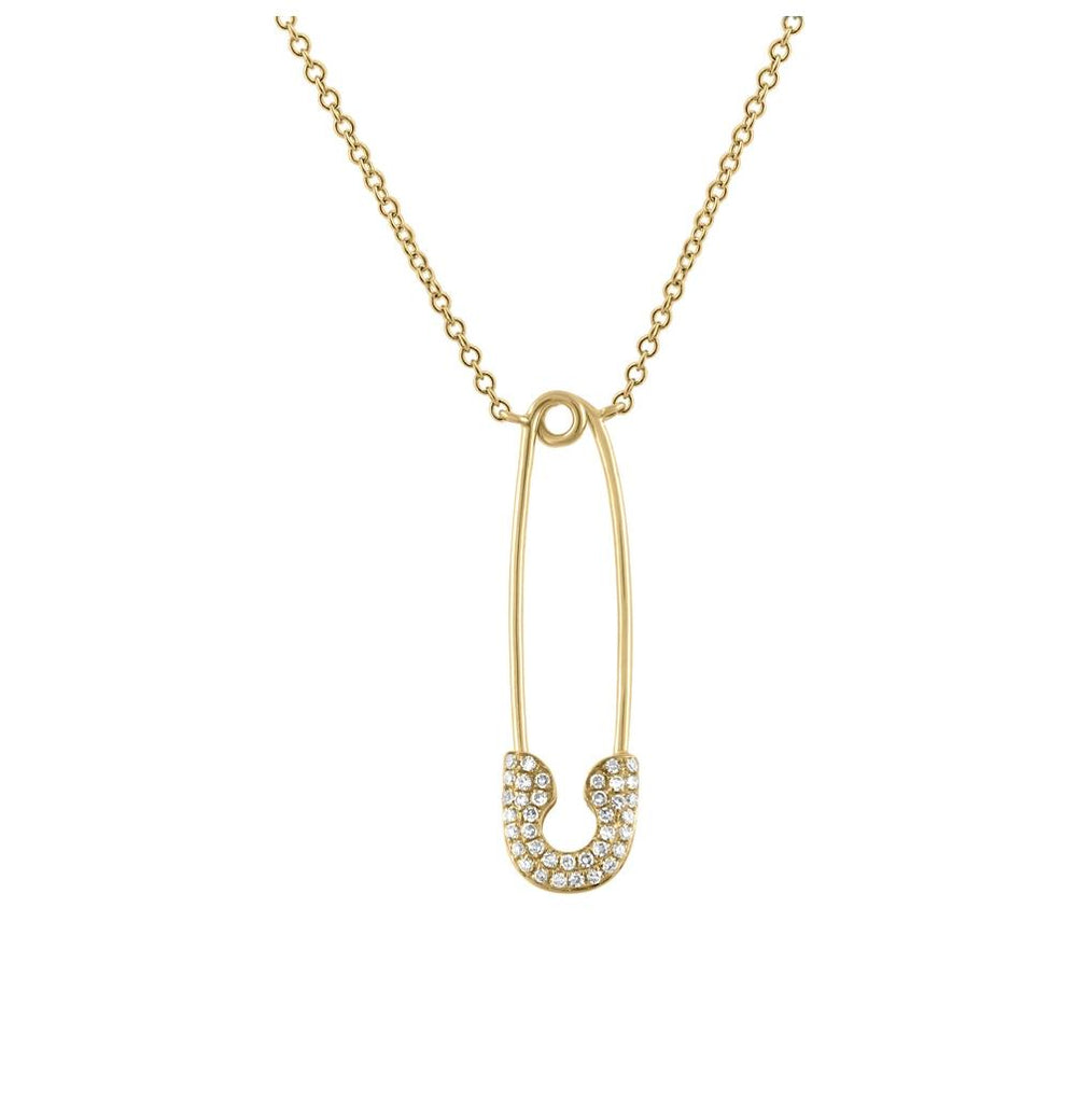 0.10 Ctw 14k Yellow Gold Diamond Safety Pin Necklace