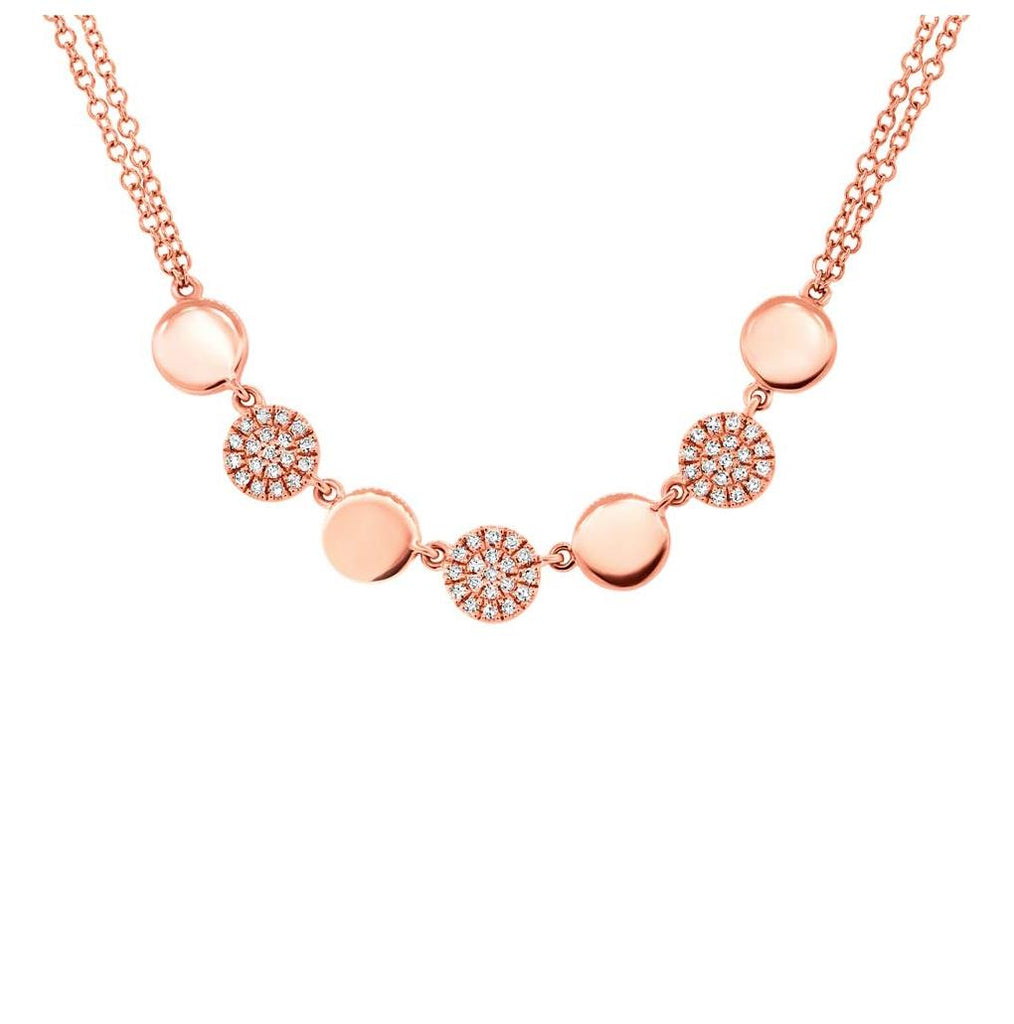 0.16 Ctw 14k Rose Gold Diamond Pave Circle Necklace