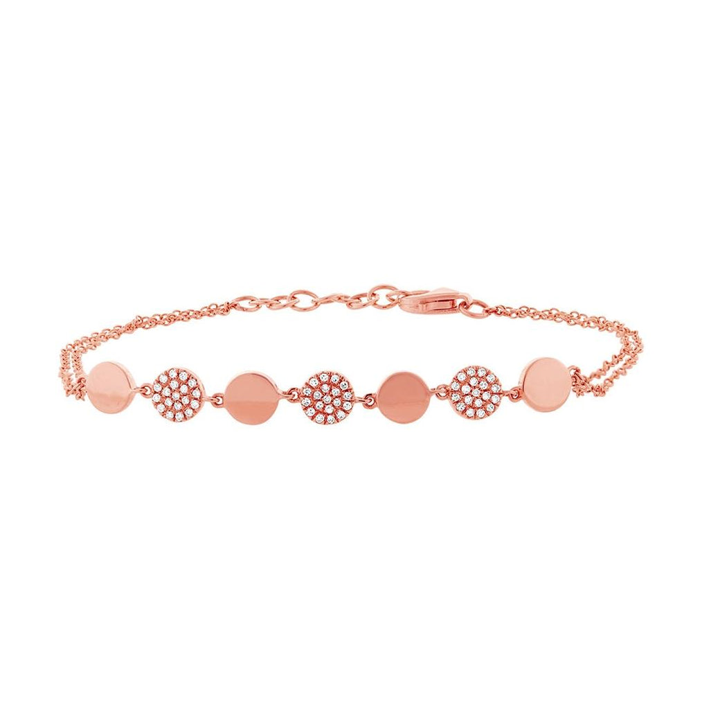 0.17 Ctw 14k Rose Gold Diamond Pave Circle Bracelet