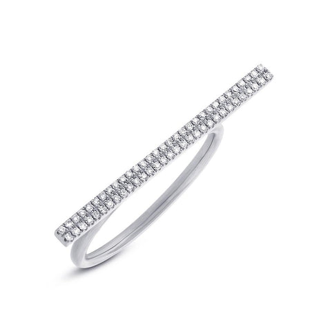 0.16 Ctw 14k White Gold Diamond Bar Ring