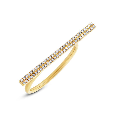 0.16 Ctw 14k Yellow Gold Diamond Bar Ring