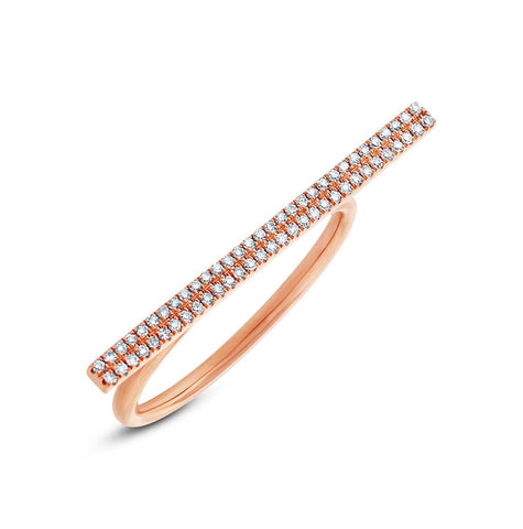 0.16 Ctw 14k Rose Gold Diamond Bar Ring