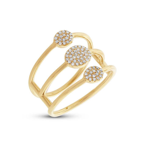 0.20 Ctw 14k Yellow Gold Diamond Pave Ring Size 6