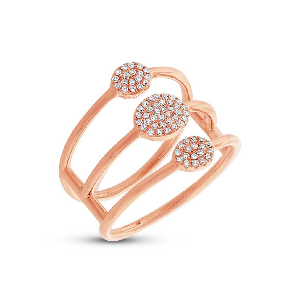 0.20 Ctw 14k Rose Gold Diamond Pave Ring Size 6