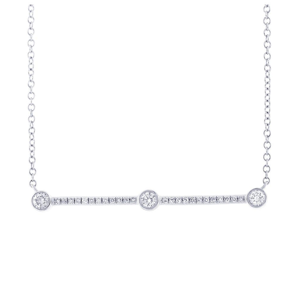 0.23 Ctw 14k White Gold Diamond Bar Necklace