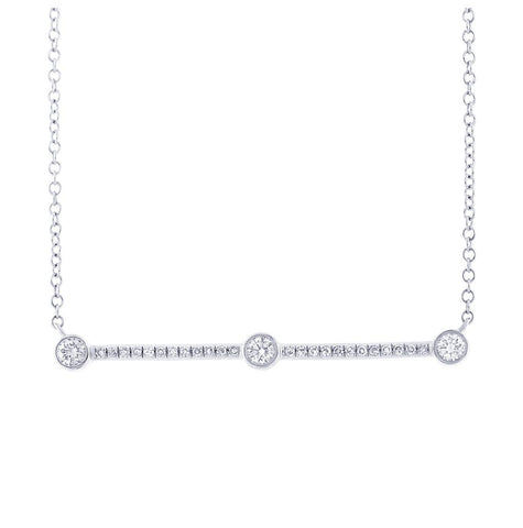 0.23 Ctw 14k White Gold Diamond Bar Necklace