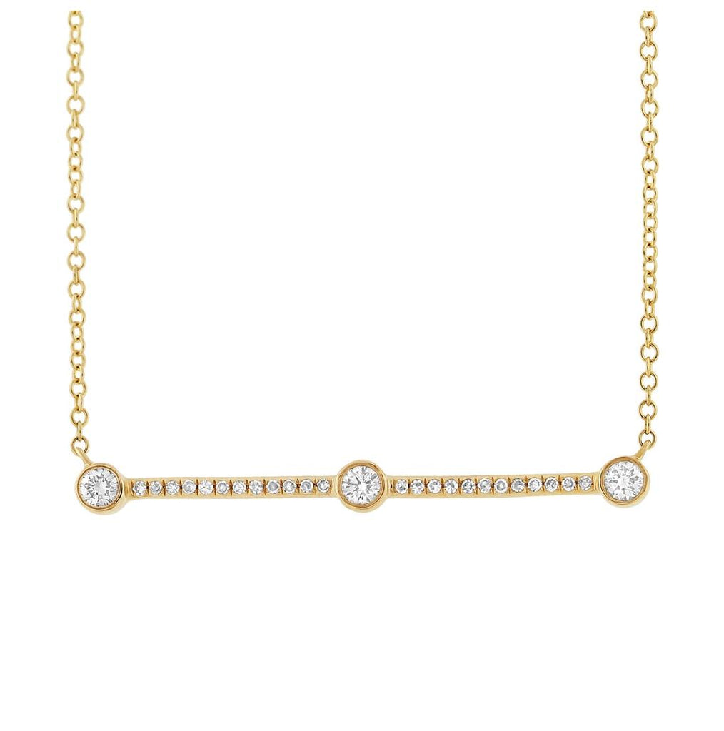 0.23 Ctw 14k Yellow Gold Diamond Bar Necklace