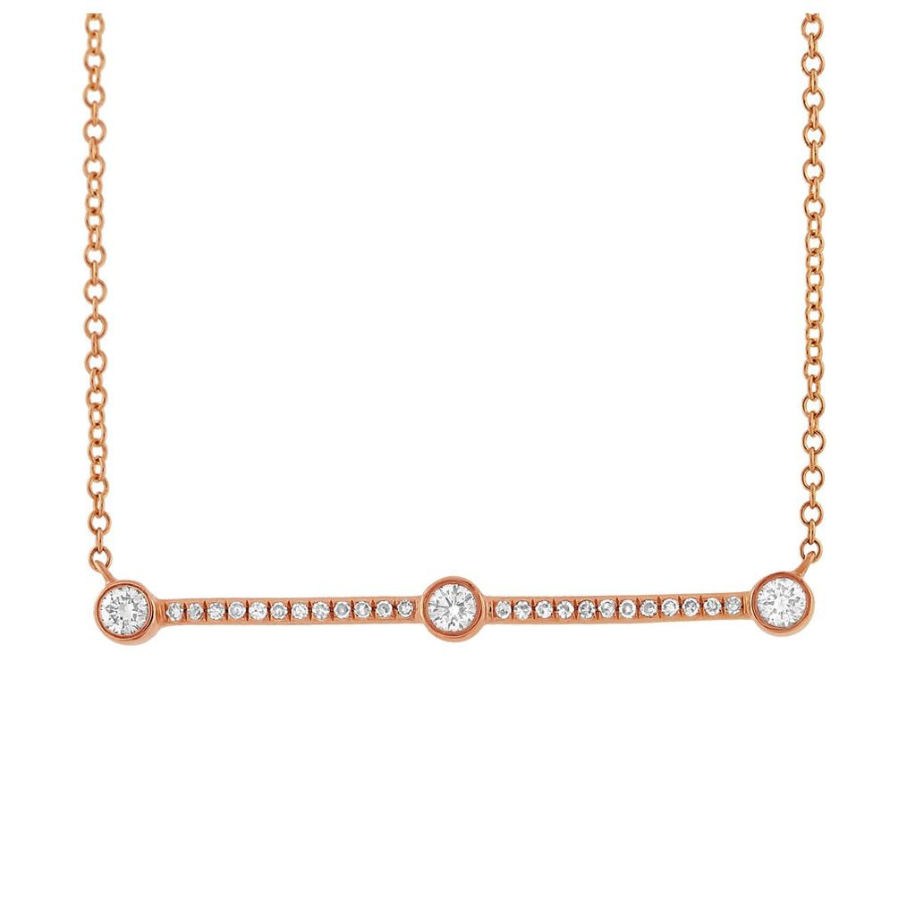 0.23 Ctw 14k Rose Gold Diamond Bar Necklace