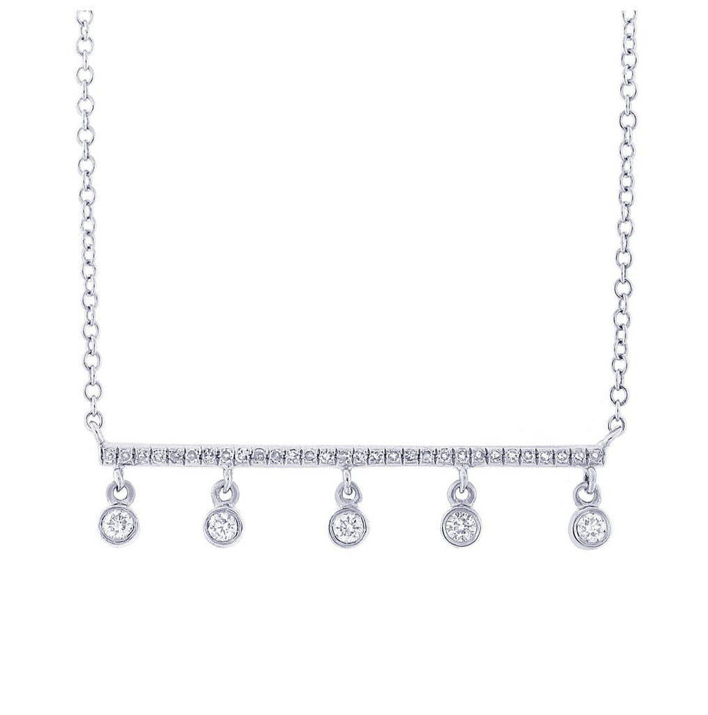 0.18 Ctw 14k White Gold Diamond Bar Necklace