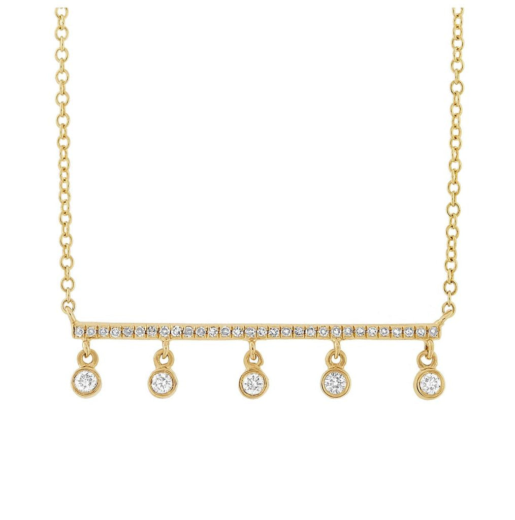 0.18 Ctw 14k Yellow Gold Diamond Bar Necklace