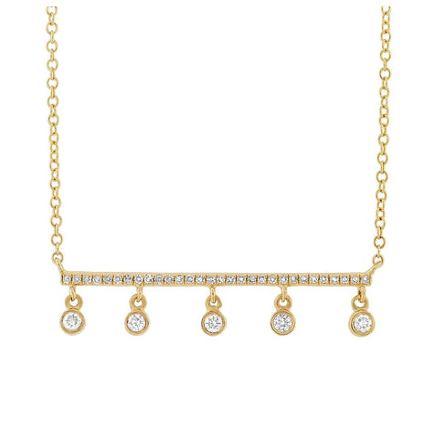 0.18 Ctw 14k Yellow Gold Diamond Bar Necklace