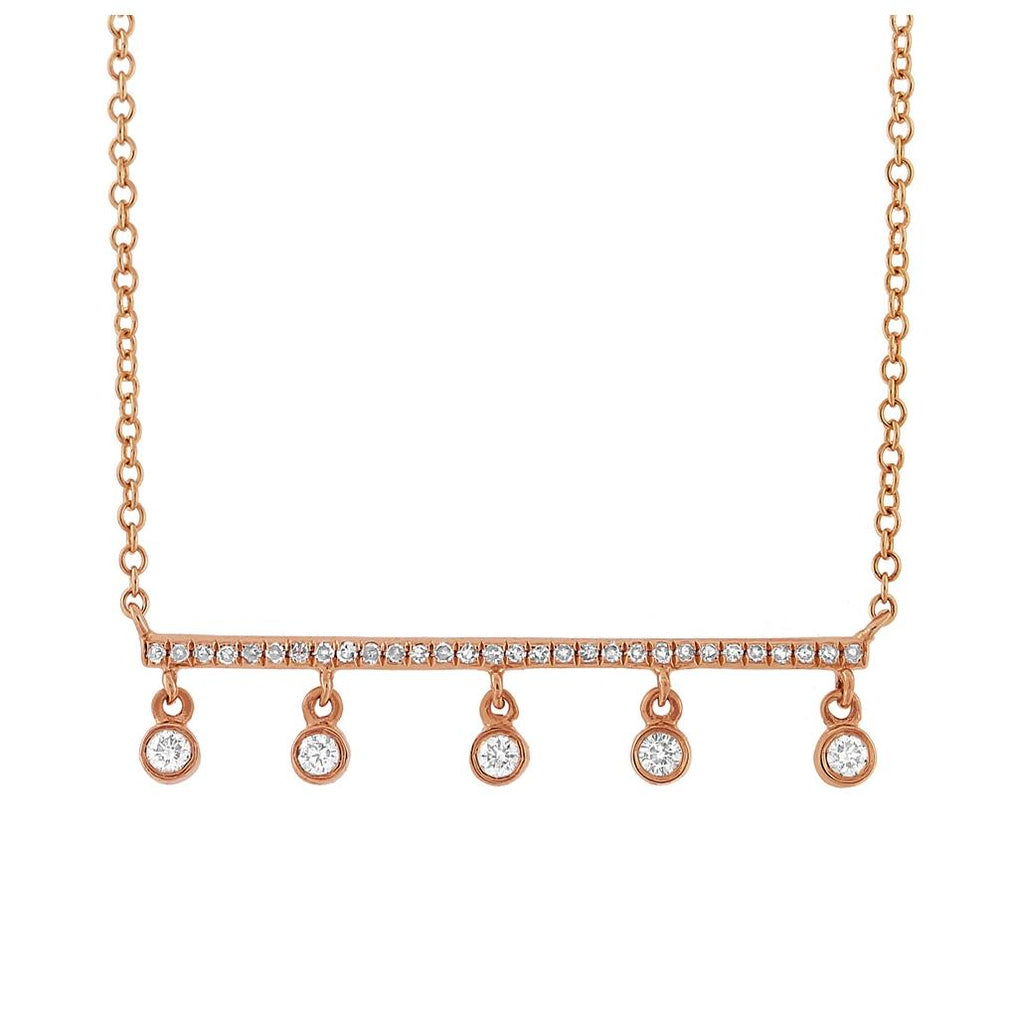 0.18 Ctw 14k Rose Gold Diamond Bar Necklace