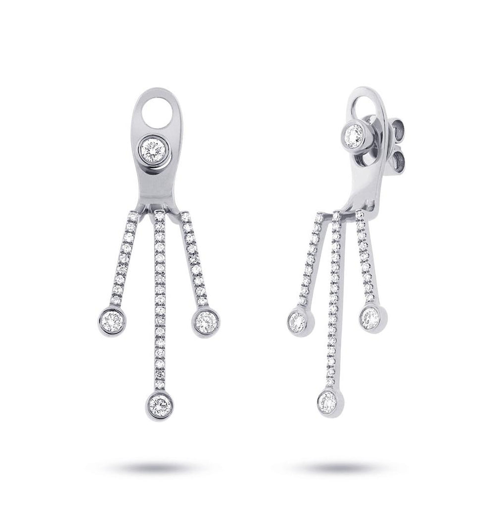 0.48 Ctw 14k White Gold Diamond Ear Jacket Earring With Studs