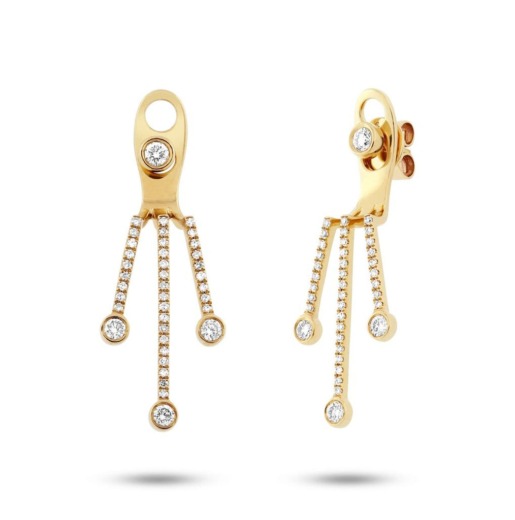 0.48 Ctw 14k Yellow Gold Diamond Ear Jacket Earring With Studs