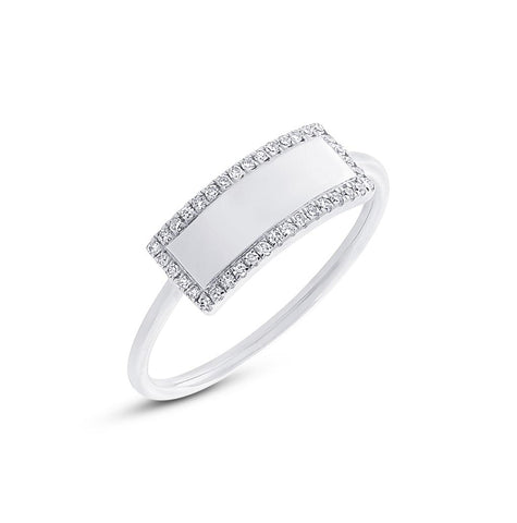 0.11 Ctw 14k White Gold Diamond Bar Id Ring