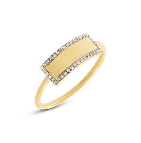 0.11 Ctw 14k Yellow Gold Diamond Bar Id Ring Size 4.5