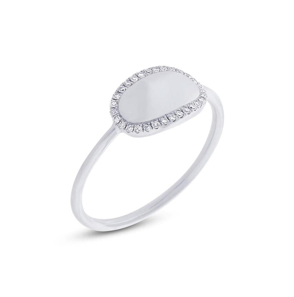 0.08 Ctw 14k White Gold Diamond Id Ring Size 6
