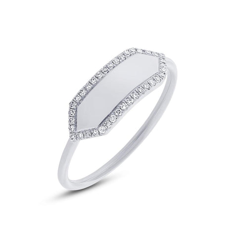 0.11 Ctw 14k White Gold Diamond Bar Id Ring