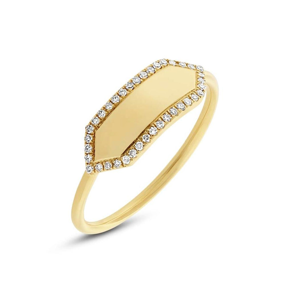 0.11 Ctw 14k Yellow Gold Diamond Bar Id Ring Size 3