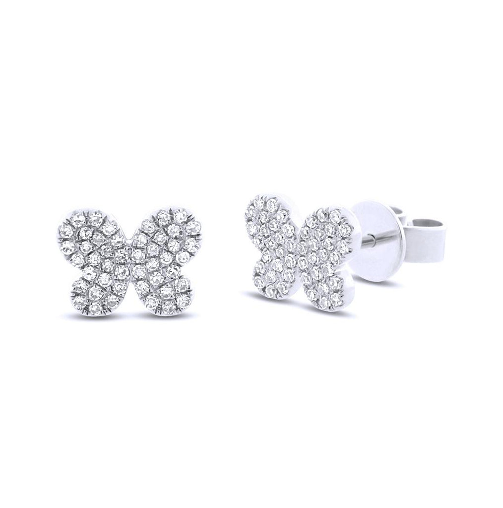 0.22 Ctw 14k White Gold Diamond Pave Butterfly Earring