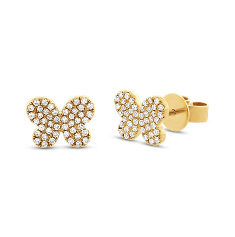 0.22 Ctw 14k Yellow Gold Diamond Pave Butterfly Earring