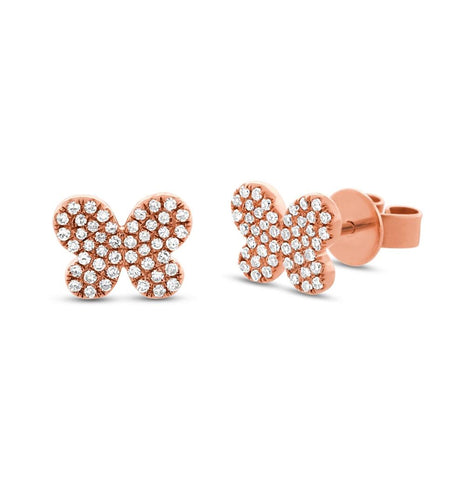 0.22 Ctw 14k Rose Gold Diamond Pave Butterfly Earring