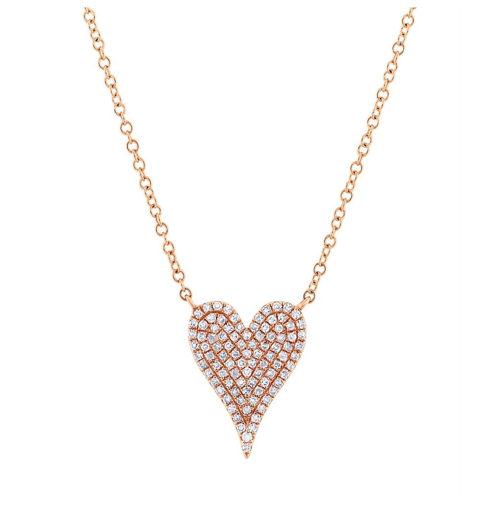 0.21 Ctw 14k Rose Gold Diamond Pave Heart Necklace