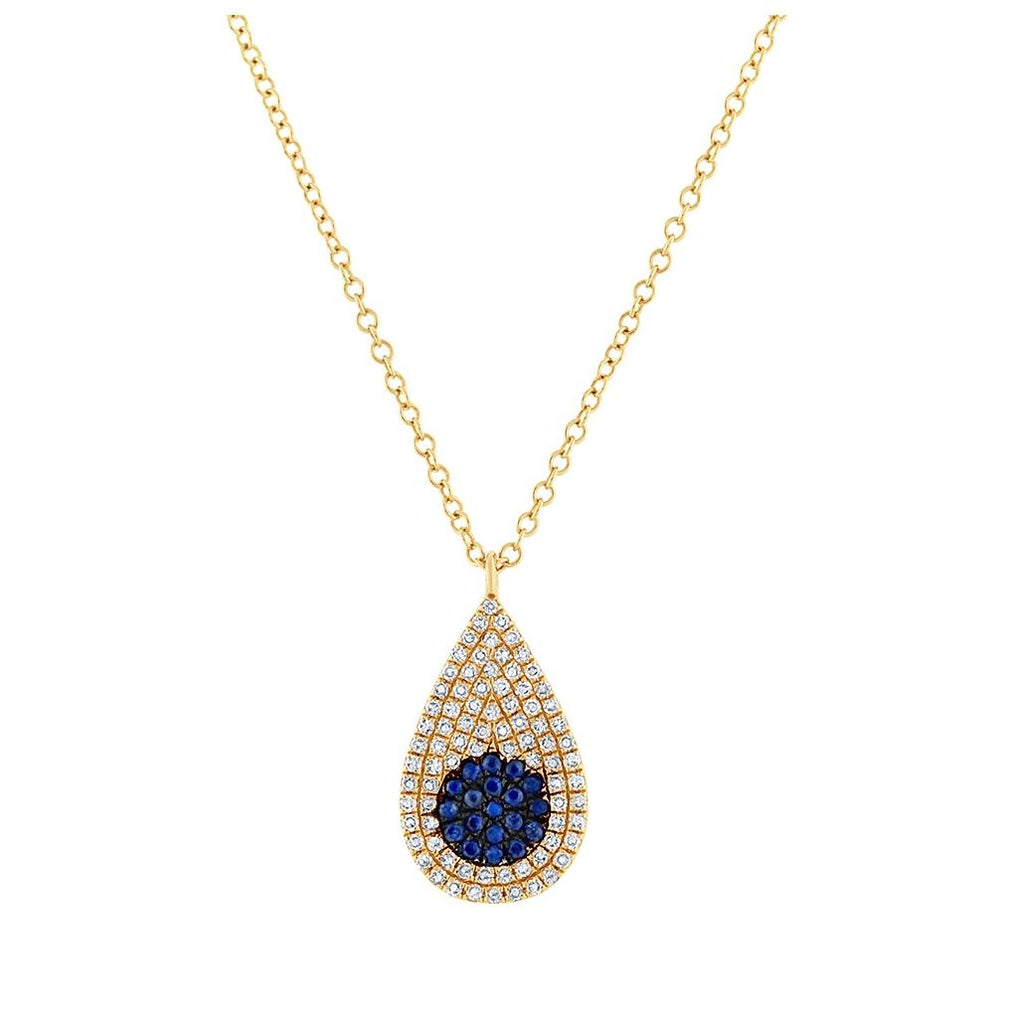 0.22 Ctw Diamond And 0.11 Ctw Blue Sapphire 14k Rose Gold Pave Pendant Necklace With 18 Inch Chain