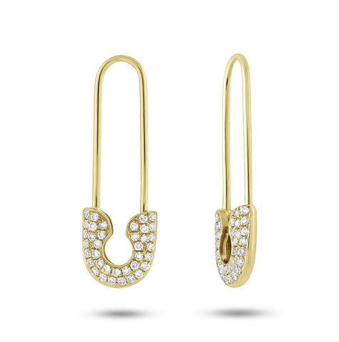 0.21 Ctw 14k Yellow Gold Diamond Safety Pin Earring