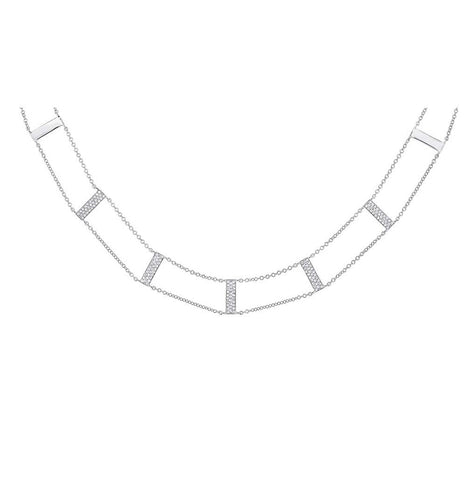 0.33 Ctw 14k White Gold Diamond Ladder Necklace