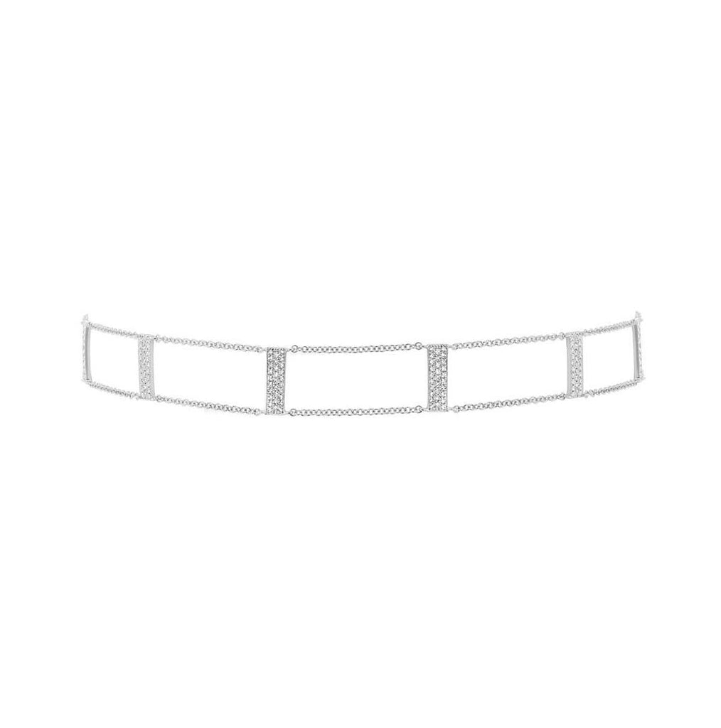 0.33 Ctw 14k White Gold Diamond Ladder Choker Necklace