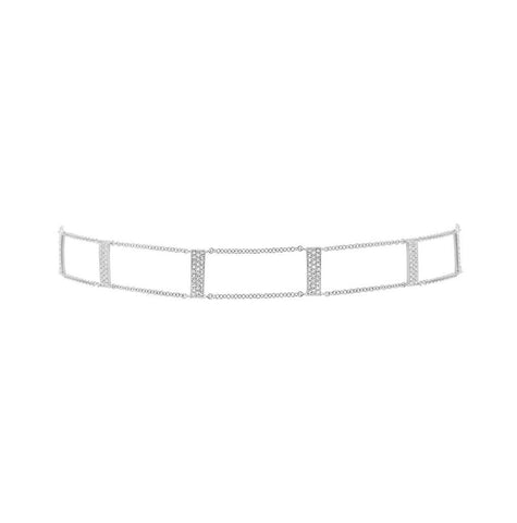 0.33 Ctw 14k White Gold Diamond Ladder Choker Necklace