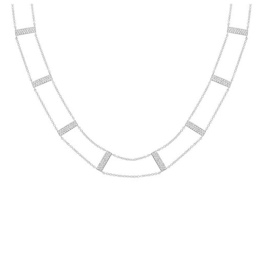 0.71 Ctw 14k White Gold Diamond Ladder Necklace