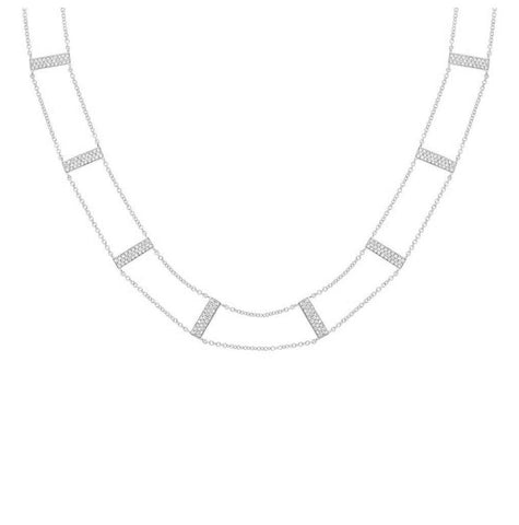 0.71 Ctw 14k White Gold Diamond Ladder Necklace