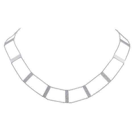 0.71 Ctw 14k White Gold Diamond Ladder Necklace